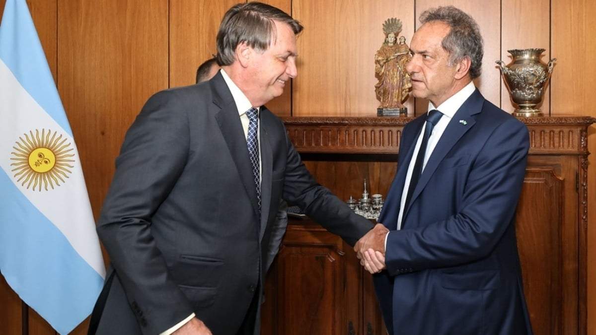 Scioli y Bolsonaro, junto. Fuente: (Twitter)