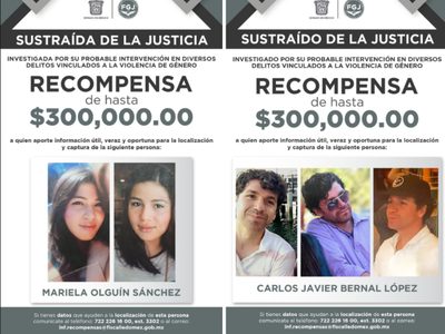 FGJEM ofrece 600 mil pesos de recompensa por pareja que habría asesinado a una mujer e hijo