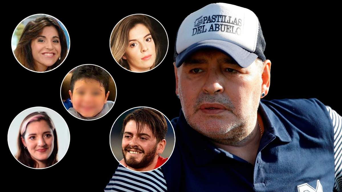 Diego Maradona y sus herederos. Fuente: (Instagram)