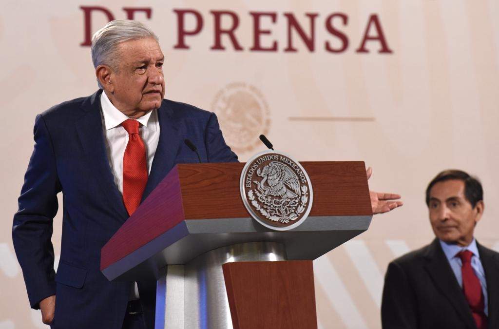 El presidente durante la conferencia matutina en Palacio Nacional