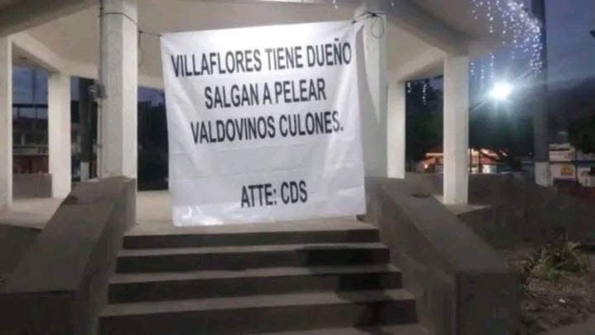 Una de las narcomantas colgadas en Villaflores, Chiapas