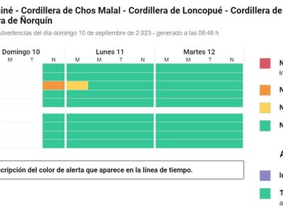 Alertas amarilla y naranja por nevadas: desde Villa La Angostura hasta Chos Malal