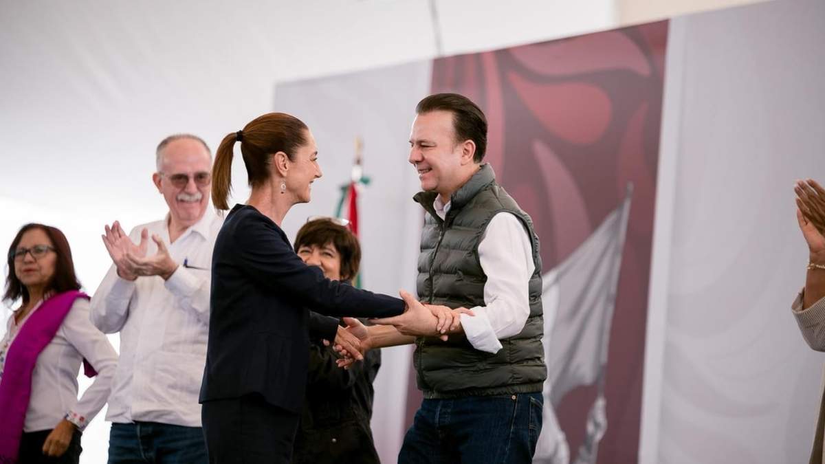 La presidenta Claudia Sheinbaum con el gobernador Esteban Alejandro Villegas Villarreal