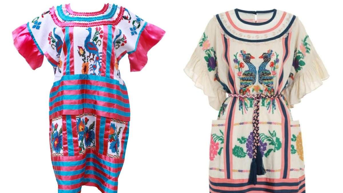 El huipil mazateco (izq.) y la blusa de Zimmermann