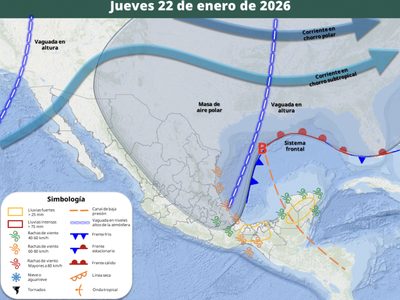 Amaga nueva masa de aire polar; lluvias y frío pegarán de lunes a jueves en estas entidades