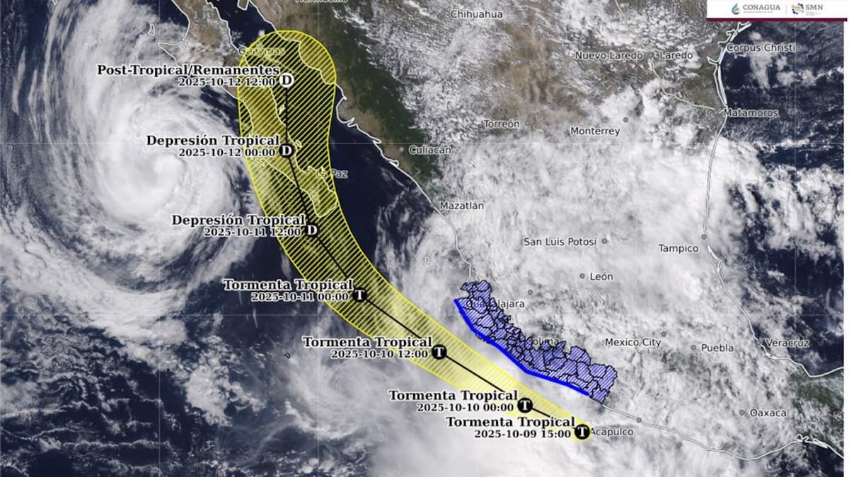 Trayectoria de la tormenta tropical Raymond