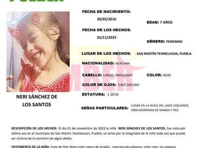 Neri, de 7 años, sigue desaparecida; Fiscalía de Puebla detiene a sus padres