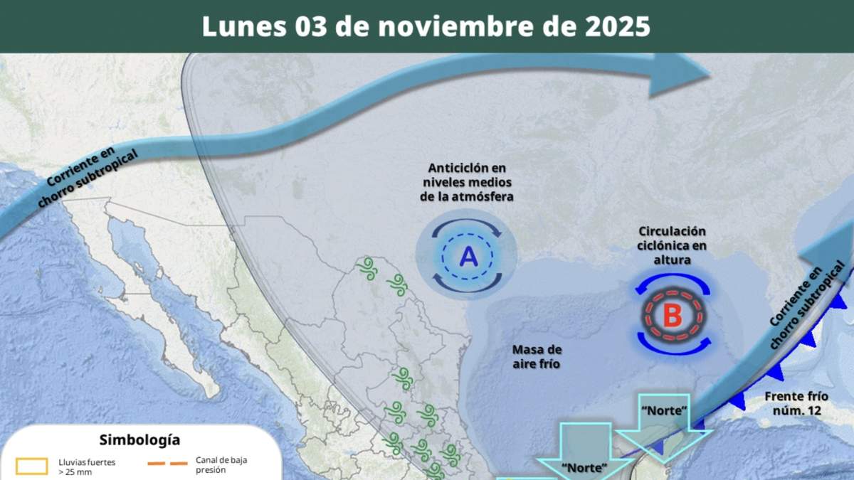 Afectación de la masa de aire frío este lunes