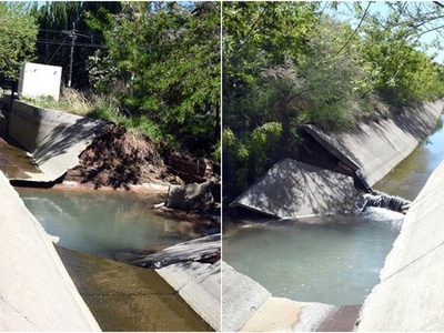 Alto Valle: rompieron un canal de riego y tres mil hectáreas se quedaron sin agua