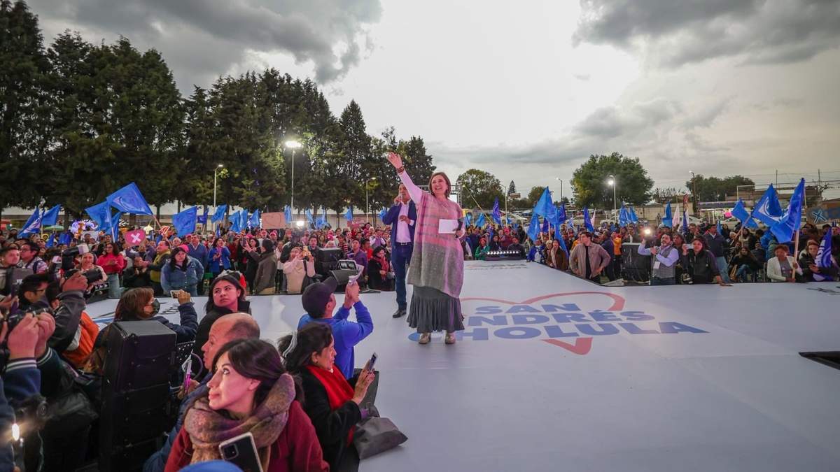 La precandidata del frente opositor, en San Andrés Cholula