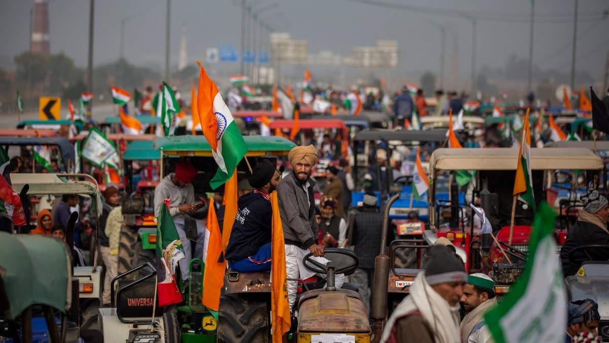Las protestas de los campesinos en India. Fuente: (Twitter)