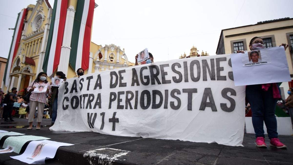 Protesta en Xalapa por el asesinato de periodistas.