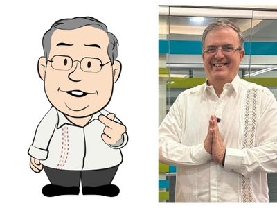 Ebrard presume caricatura que le hicieron al estilo "Amlito" y lo critican en redes