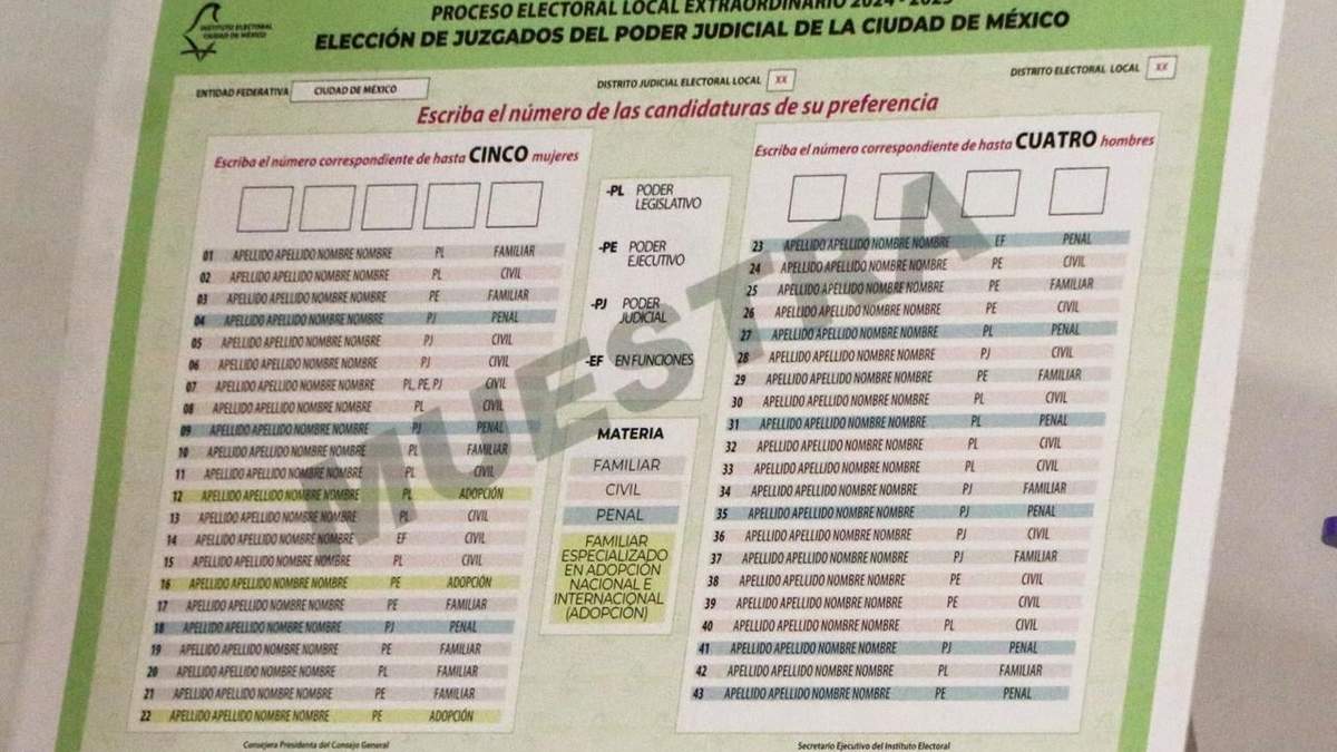 Boleta muestra para elección judicial