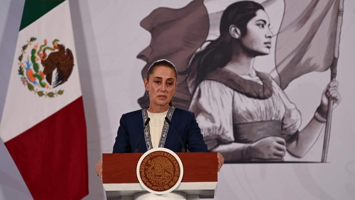 La presidenta Claudia Sheinbaum en la conferencia matutina de Palacio Nacional, el miércoles 4 de enero de 2026