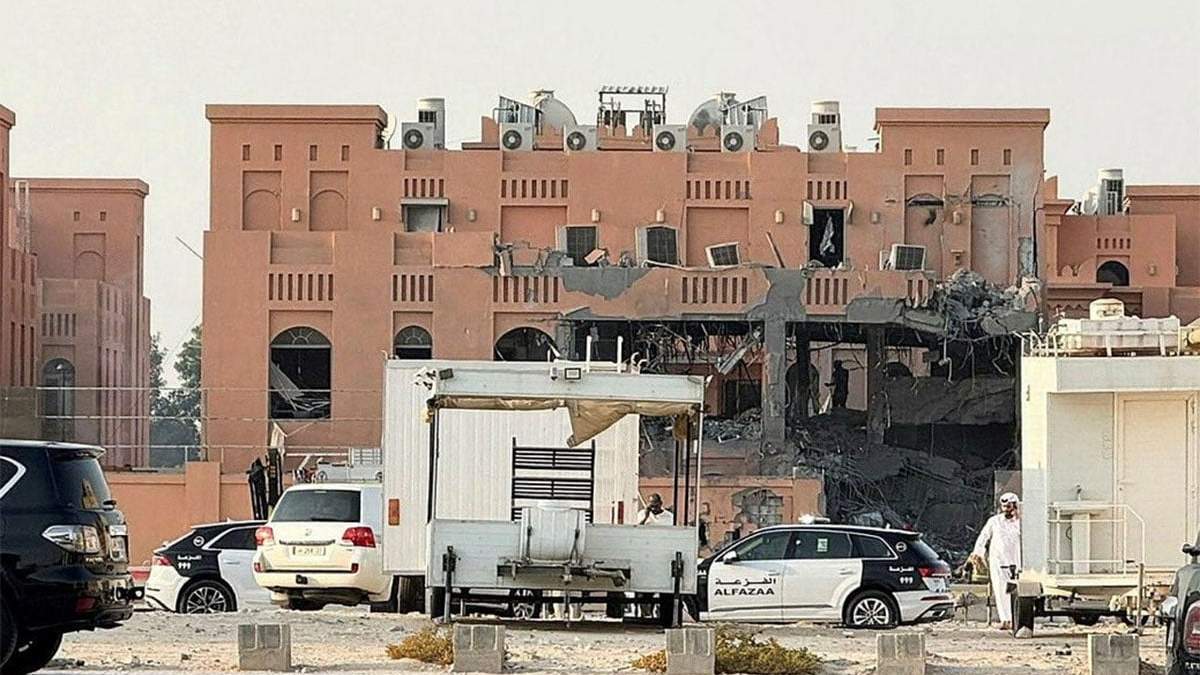 Así quedó la zona bombardeada por Israel en Doha.