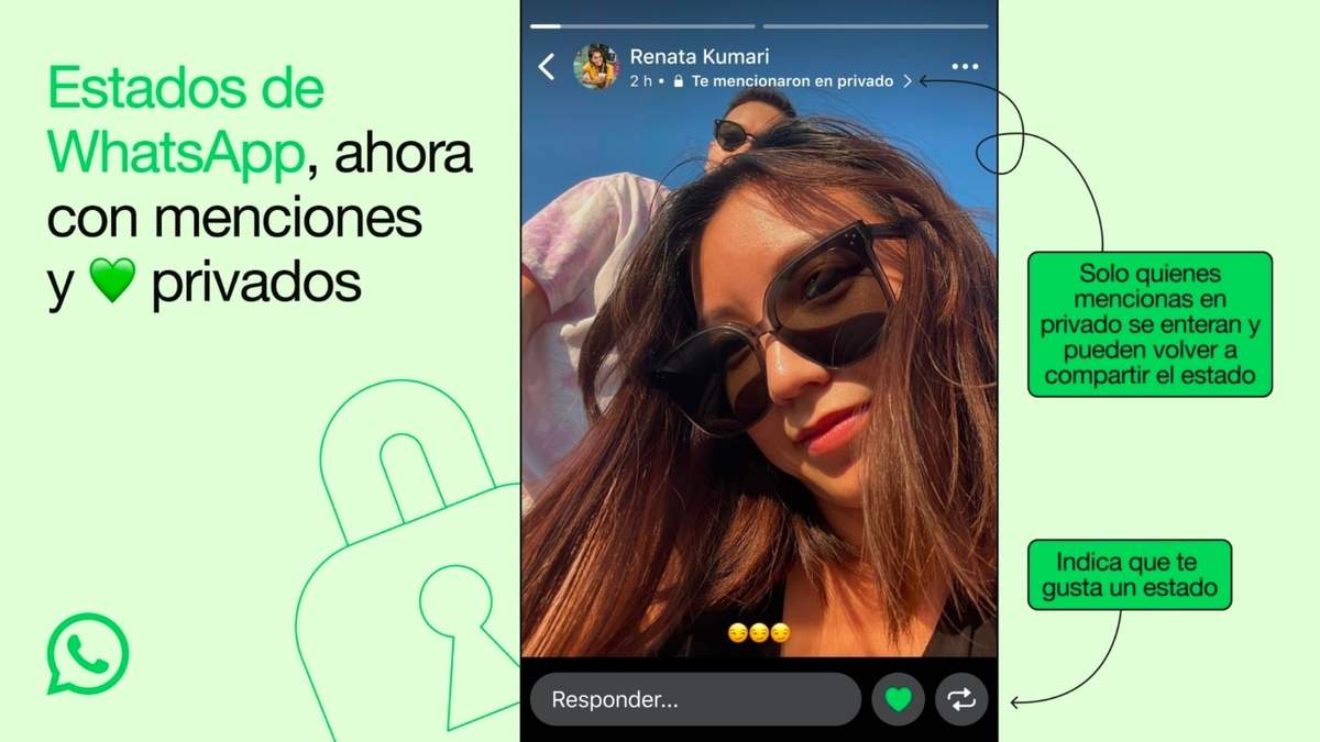 Menciones privadas en los estados de WhatsApp - META