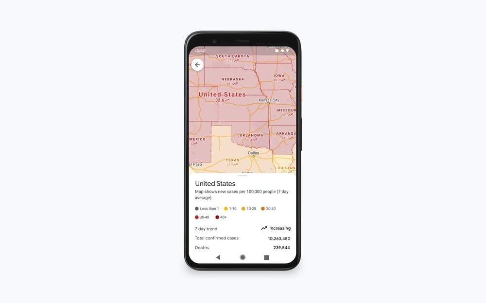Desde la capa Covid se podrán ver todos los casos detectados en un área. Foto: Blog Google