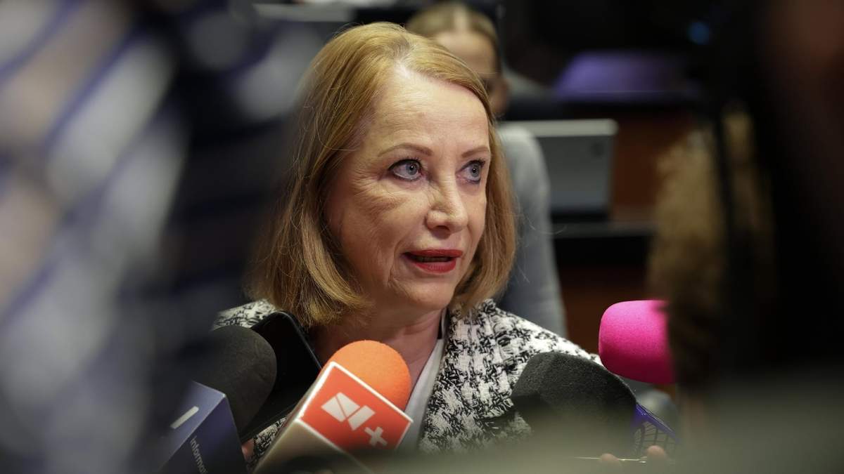 La senadora Laura Itzel Castillo en conferencia de prensa