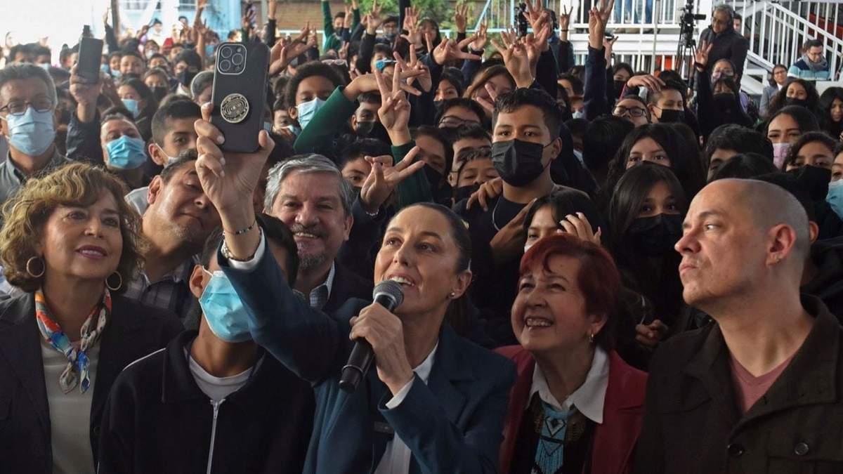 Claudia Sheinbaum durante el acto en el que se anunció la conclusión de la instalación del WiFi en escuelas públicas