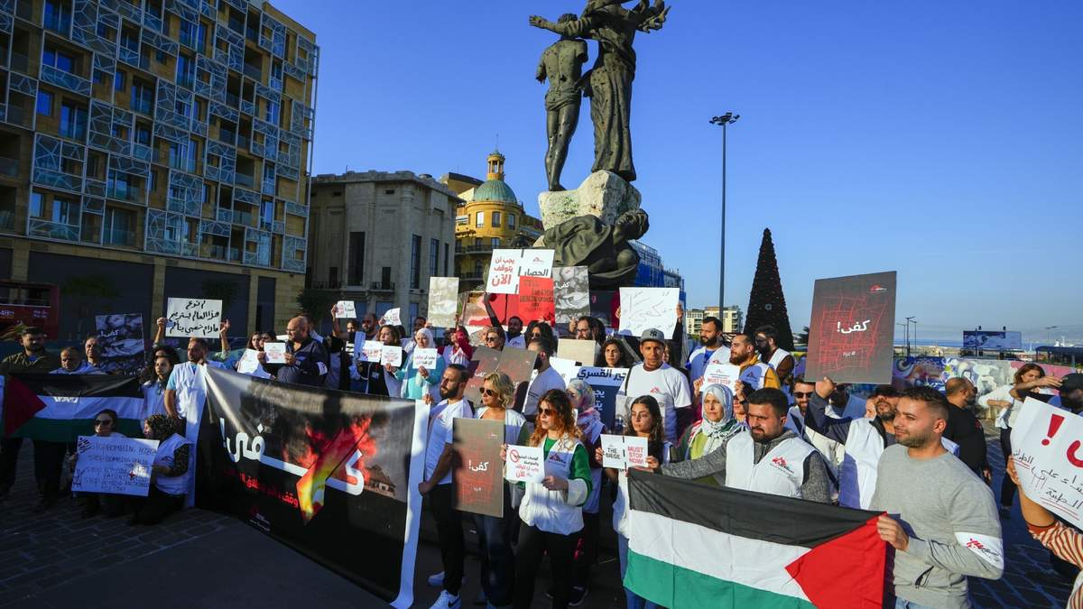 Plaza de los Mártires en Líbano. Rechazo a la guerra con Israel