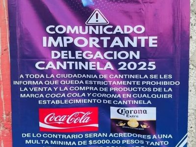 Municipio de Hidalgo prohíbe compra y venta de Coca-Cola; impondrá multa de hasta 5 mil pesos