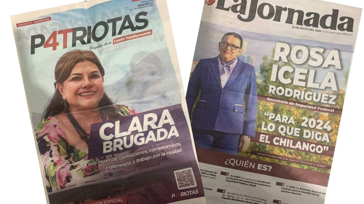La propaganda echa llegar a adultos mayores en los bancos del Bienestar. Campaña "disfrazada" de reportajes