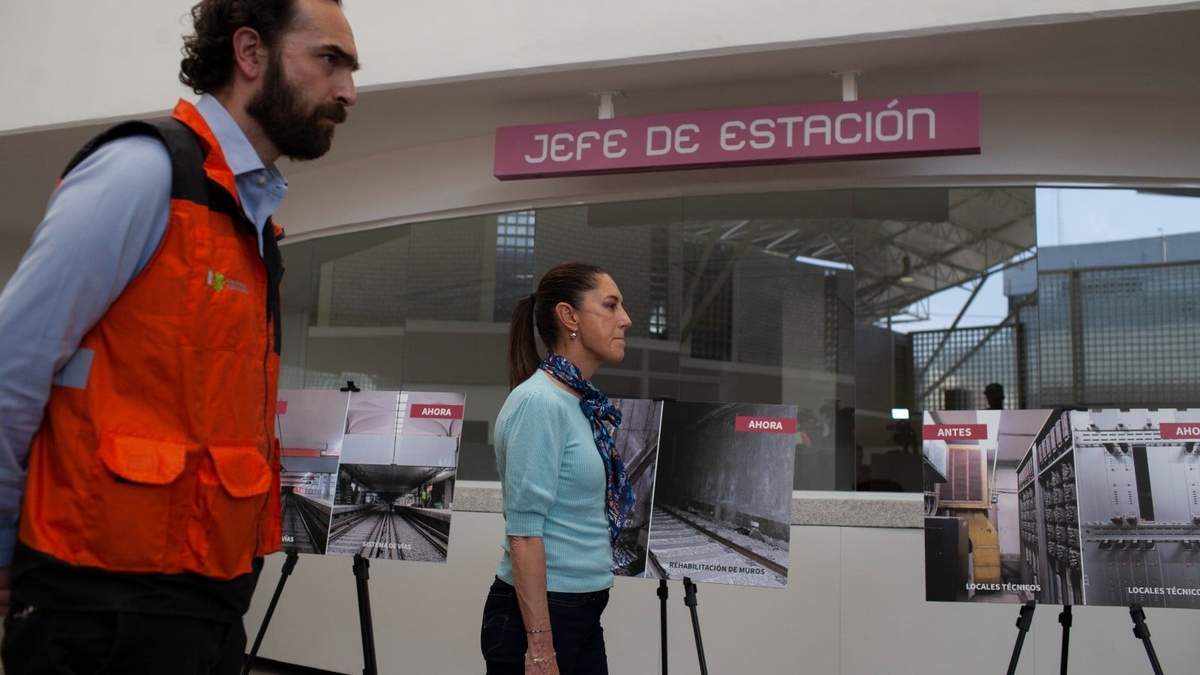 Claudia Sheinbaum, jefa de gobierno de la CDMX, durante la entrega de la obra civil de la Línea 1 del Metro el 28 de febrero de 2023