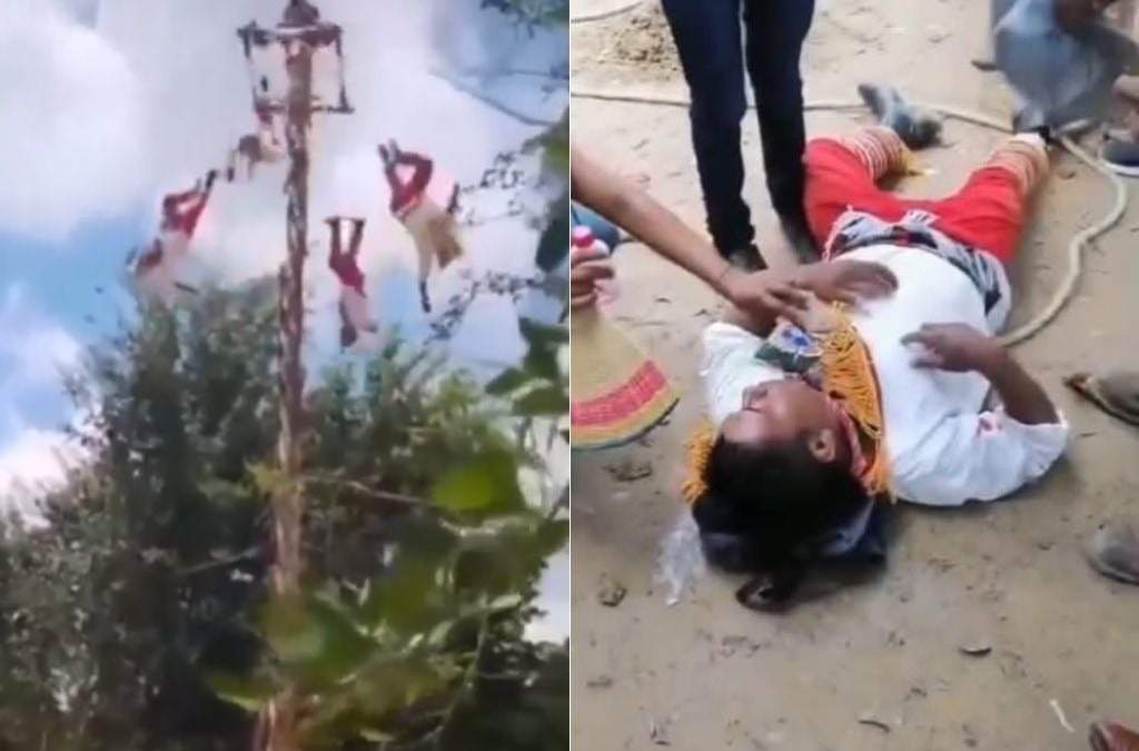 Cinco Voladores de Papantla caen de más de 10 metros tras colapso de estructura