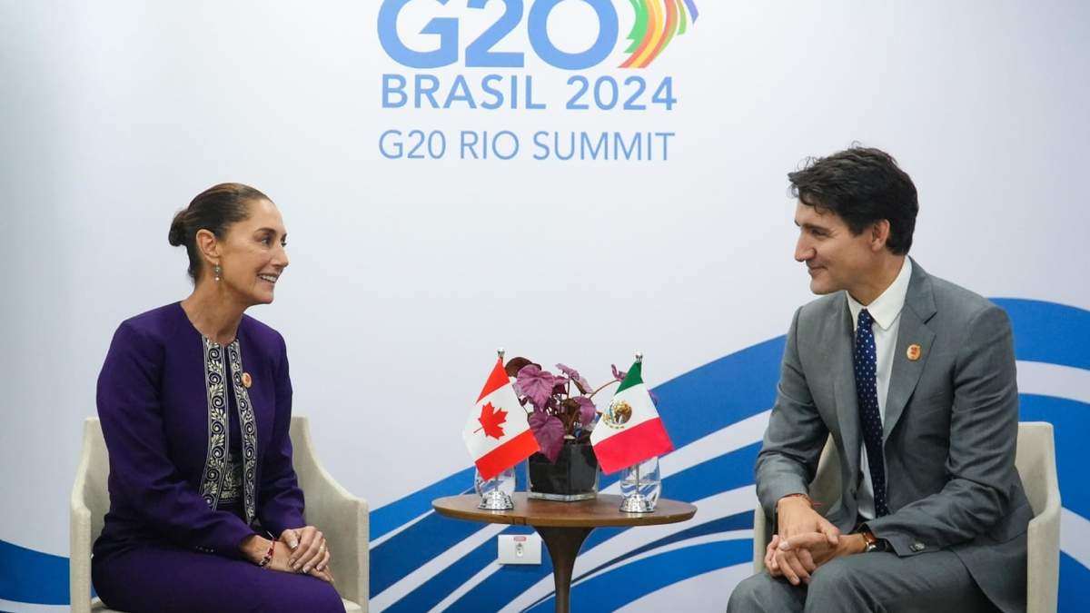 La presidenta Claudia Sheinbaum con el primer ministro canadiense Justin Trudeau