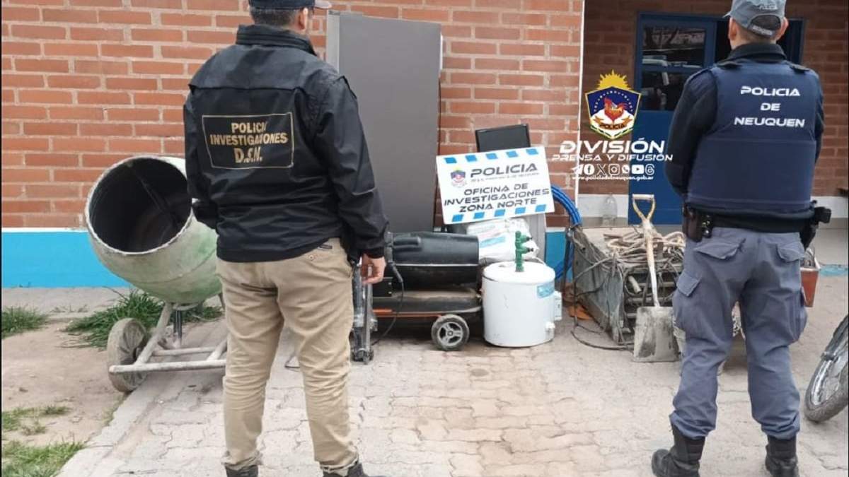Los elementos recuperados están valuados en unos 4 millones de pesos. Fuente: (Policía de Neuquén)