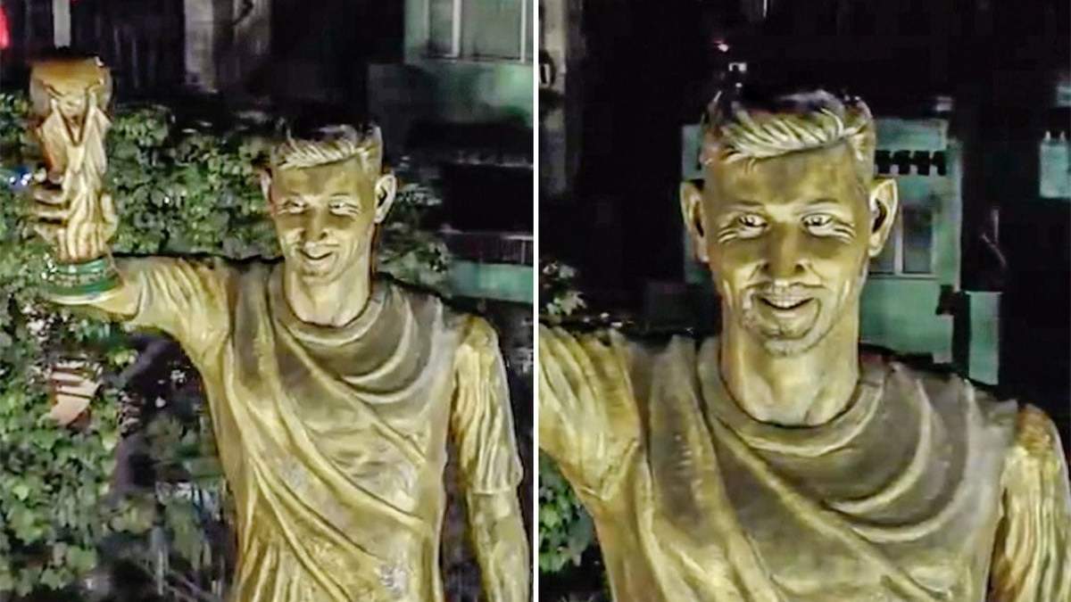 La estatua de Messi de 21 metros