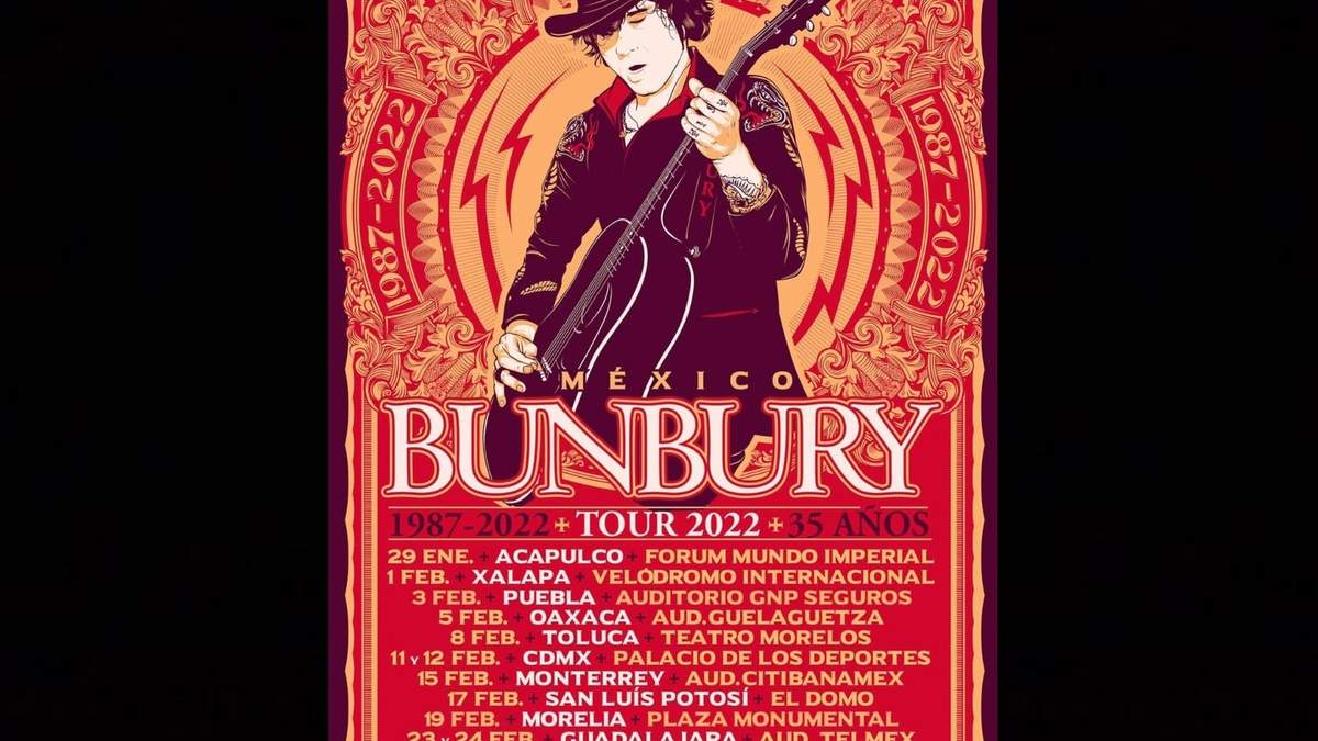 El cartel con las presentaciones de Enrique Bunbury en México