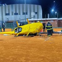 Cayó un helicóptero en las canchas de tenis del ex circuito KDT de Palermo