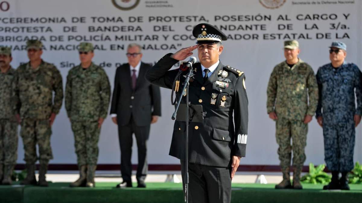 Toma de protesta de Julices Julián González Calzada, nuevo comandante de la 3ra Brigada de la Policía Militar y Coordinador Estatal de la Guardia Nacional en Sinaloa