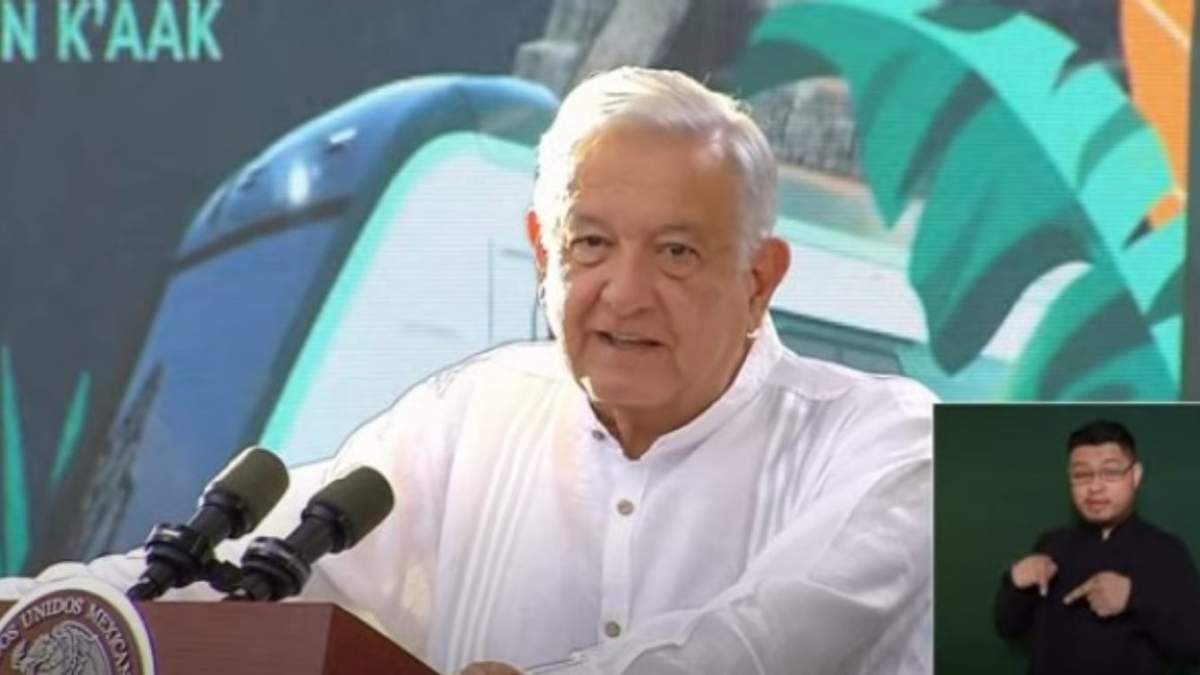 AMLO durante la inauguración del Ten Maya en Campeche