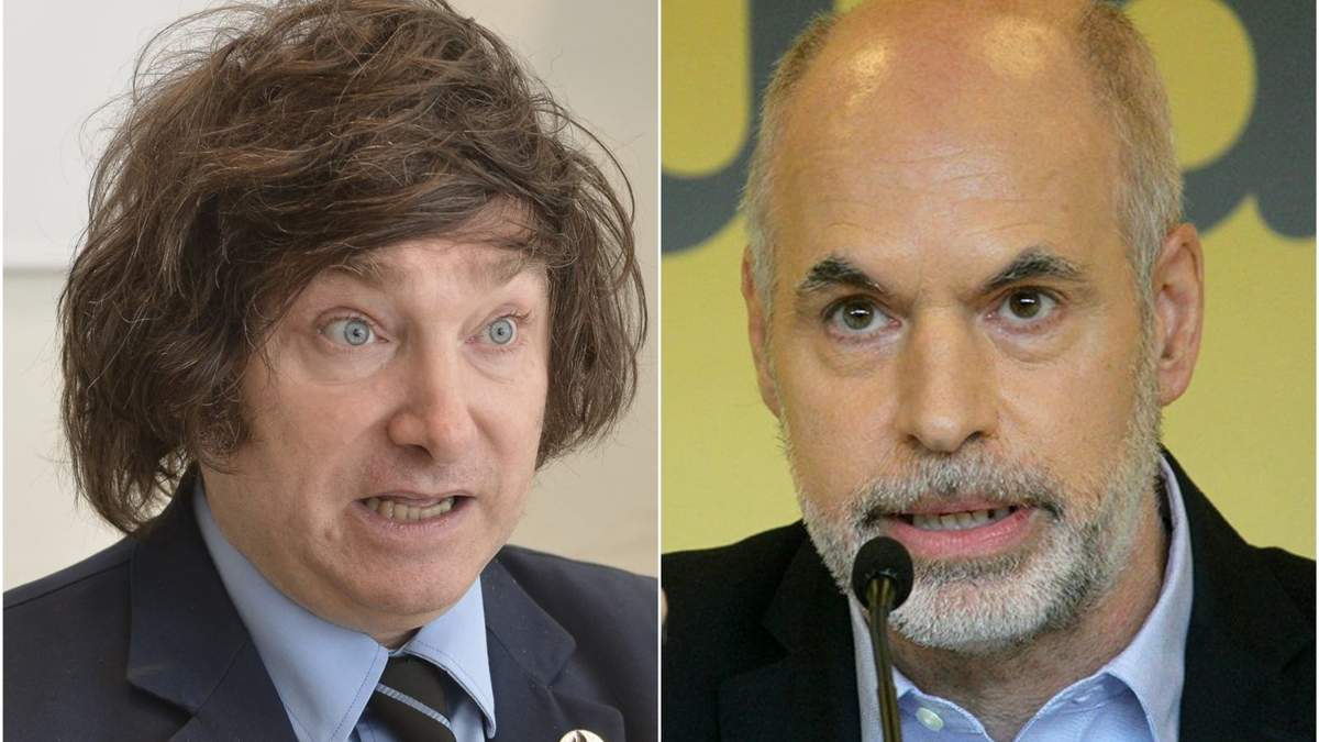 El economista Javier Milei y el jefe de Gobierno porteño Horacio Rodríguez Larreta. Fuente: (Twitter)