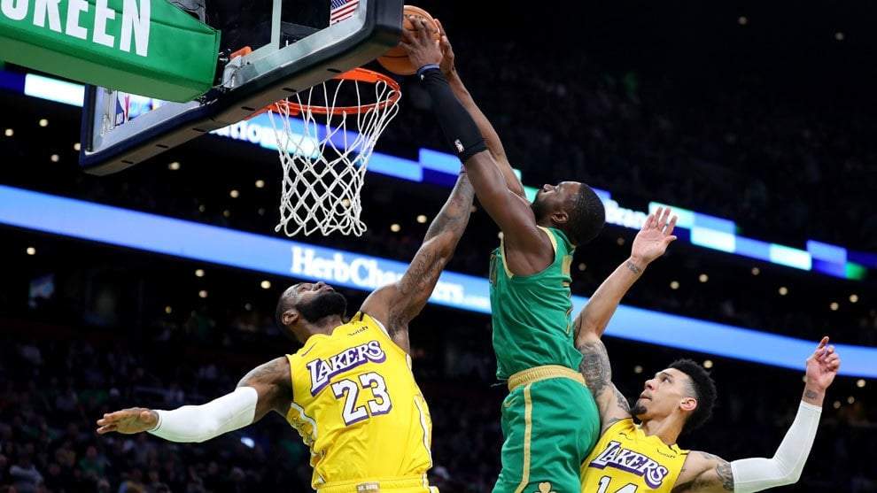 Golpiza de Boston a Lakers. Fuente: (Twitter)