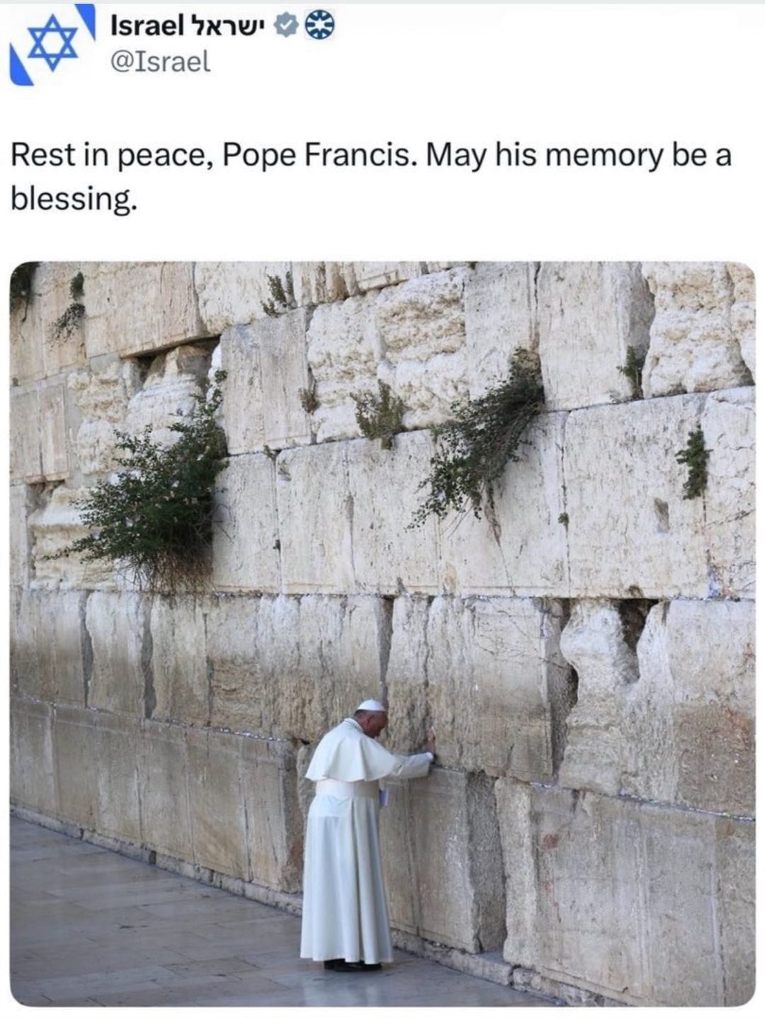Mensaje de condolencias publicado en X por Israel y luego eliminado