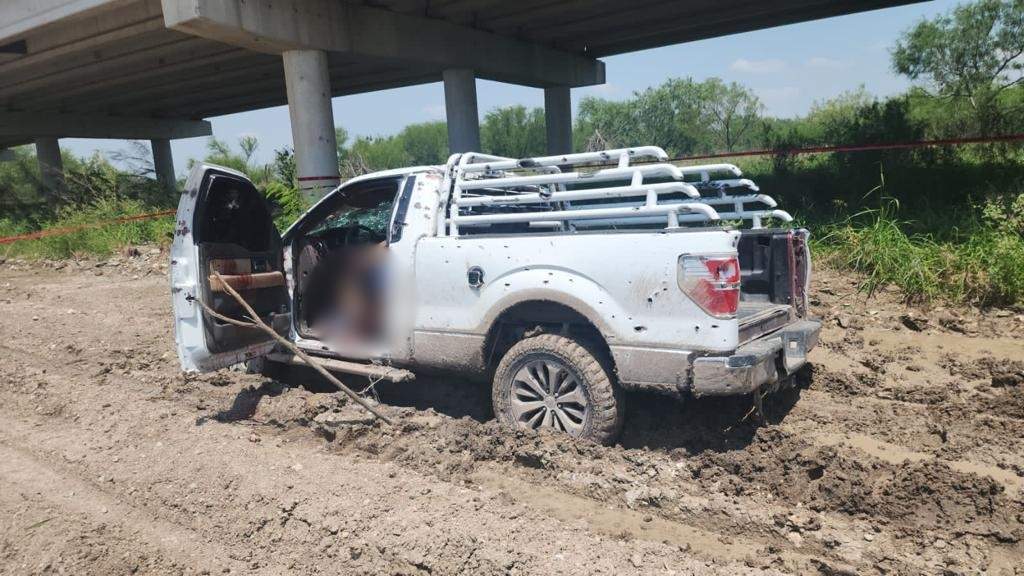 Una de las camionetas usadas en el enfrentamiento
