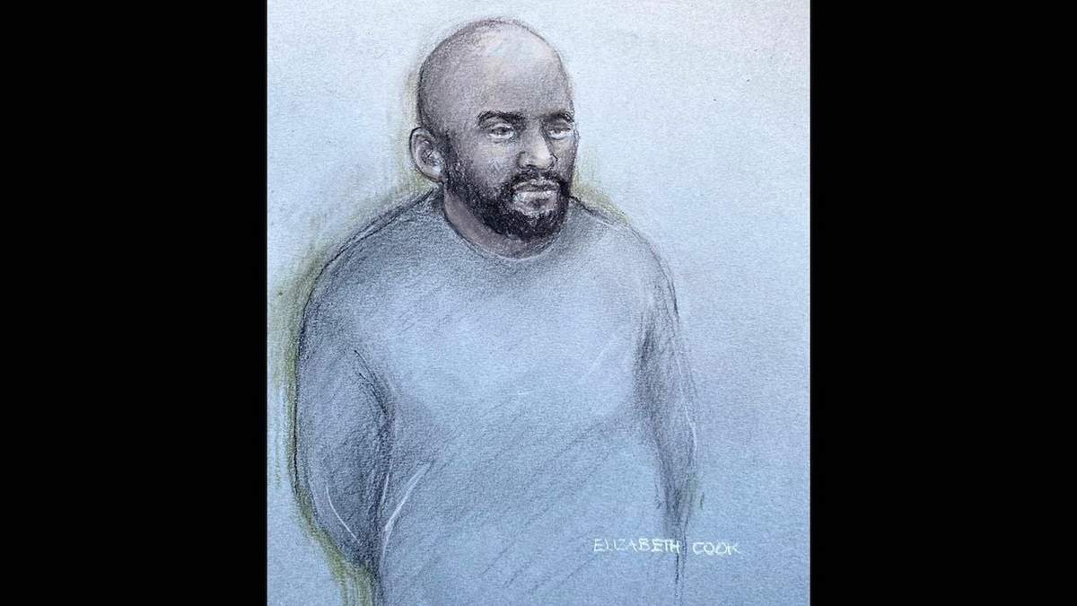 Ilustración del presunto terrorista Aine Leslie Davis en su comparecencia en un tribunal de Londres