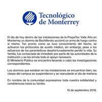 Un estudiante se suicida en la preparatoria del Tec de Monterrey