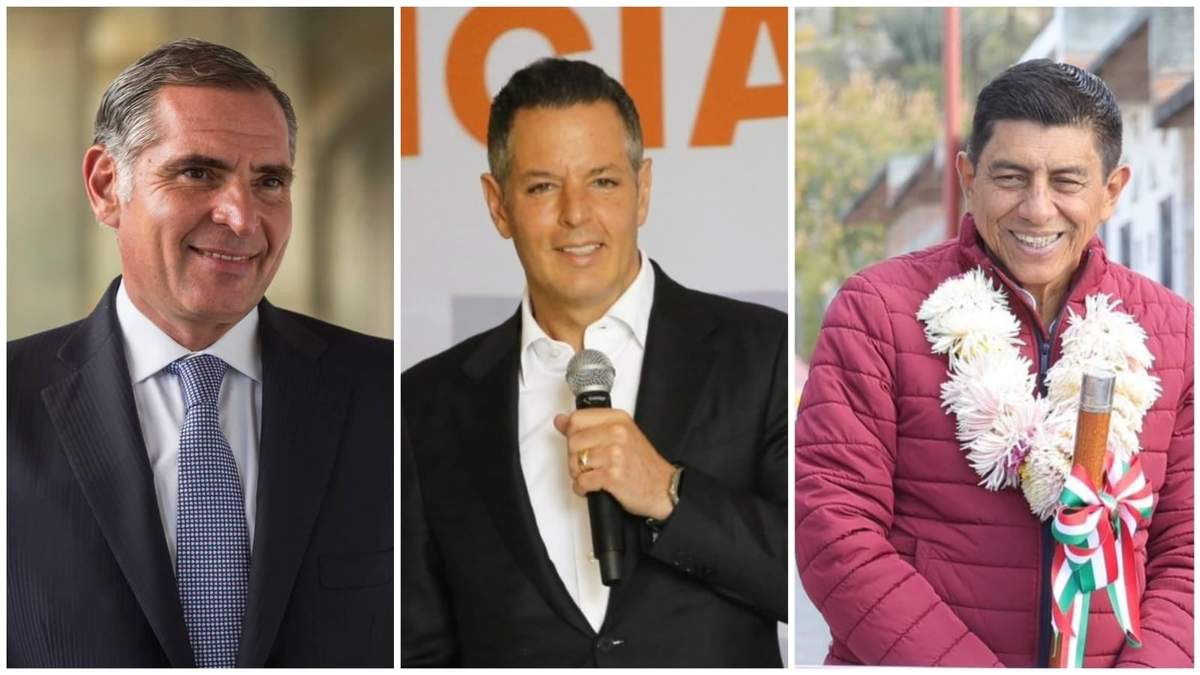 Los exgobernadores de Oaxaca, Gabino Cué y Alejandro Murat, y el actual mandatario estatal, Salomón Jara