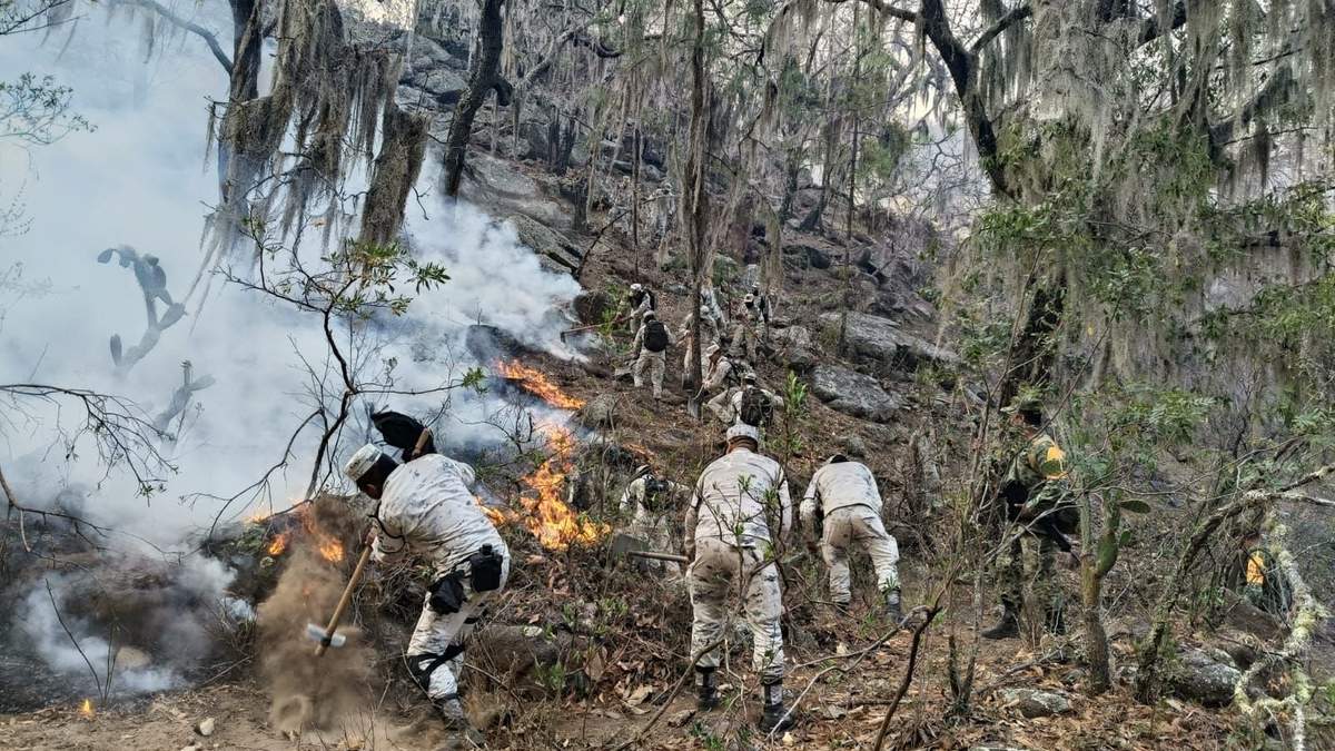 Guardia Nacional combate incendio