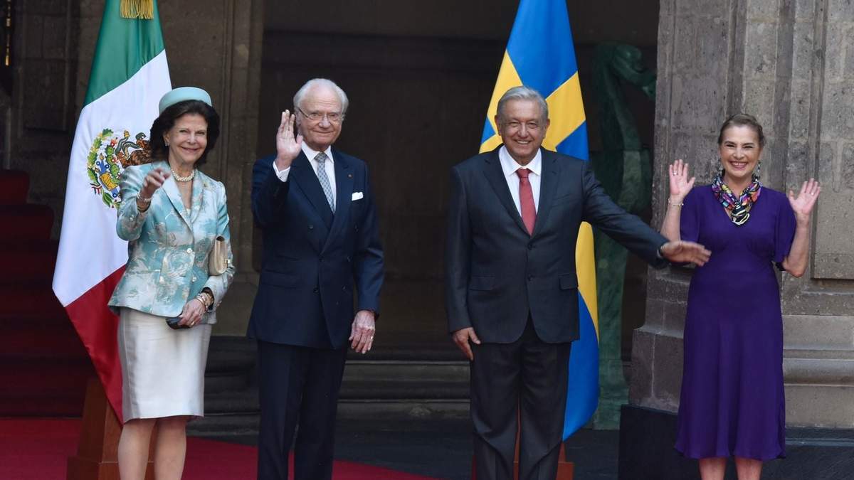 López Obrador, su esposa Beatriz Gutiérrez Müller y los reyes de Suecia, Carlos XVI Gustavo y Silvia