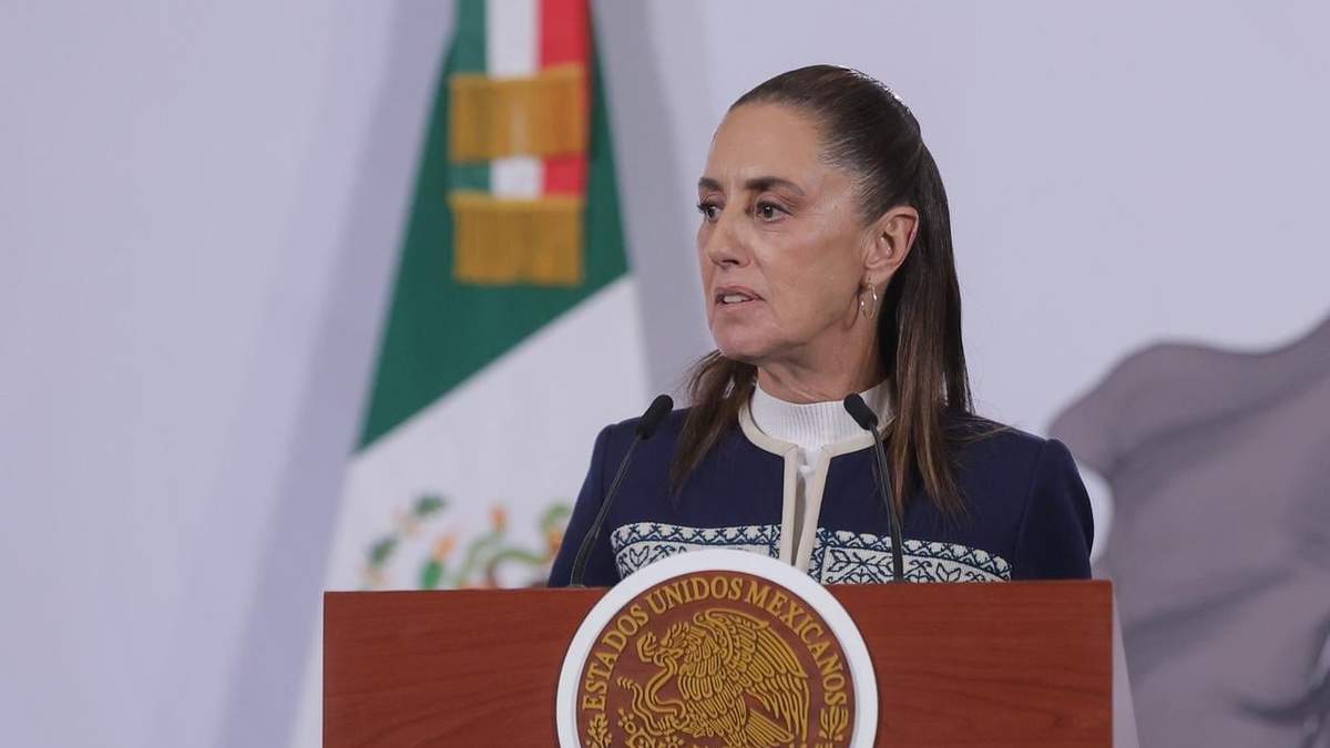 La presidenta durante la conferencia matutina en Palacio Nacional