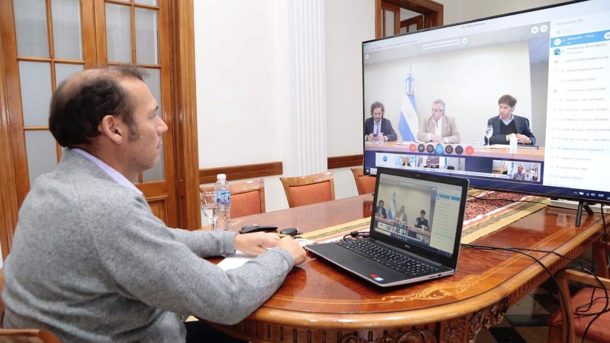 Reunión entre Omar Gutiérrez y Alberto Fernández. Fuente: (Twitter)