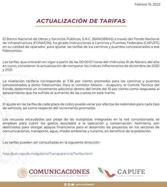tarifas
