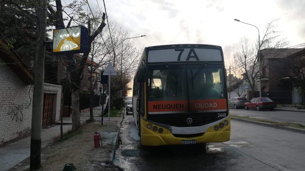 Incendio en una unidad de Autobuses Neuquén. Fuente: (Facebook).