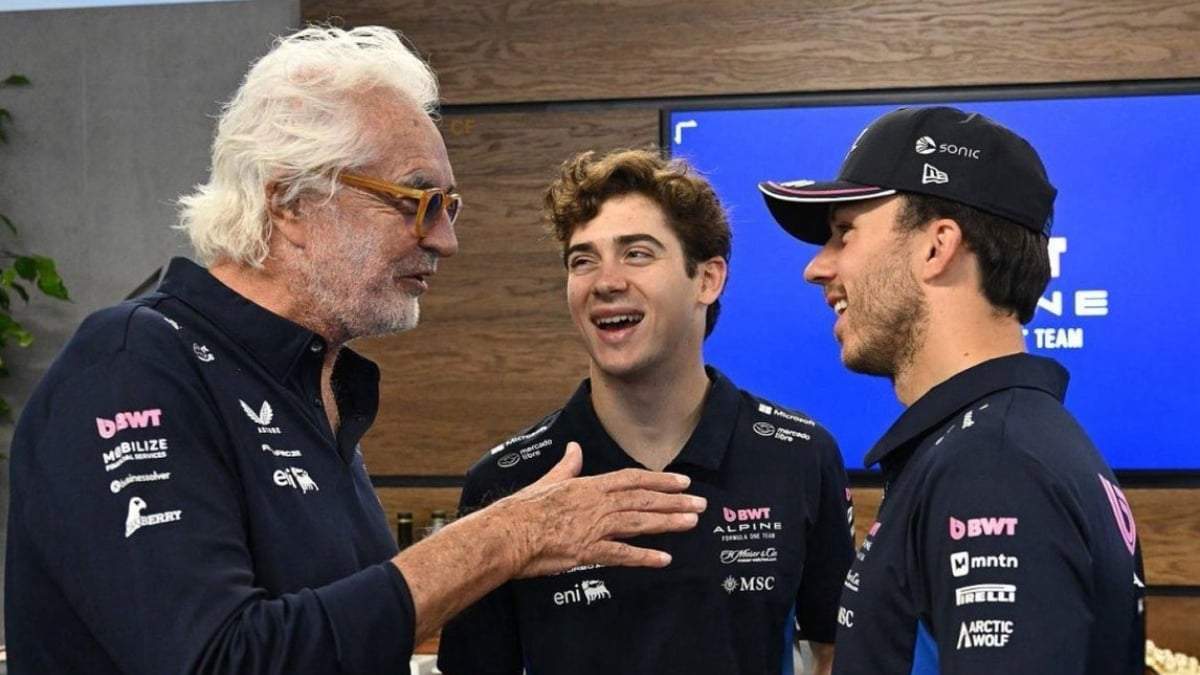 Franco Colapinto, Pierre Gasly y Flavio Briatore Fuente: (X)